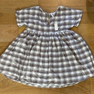 Rylee + Cru Plaid Dress in Gray and White